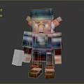 Pixel Art Sculpture Featuring Bearded Character With Pointed Ears Colorful Hat And Striped Clothing