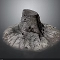Natural Wood and Stone Tree Stump Decor With Rough Texture and Organic Shape