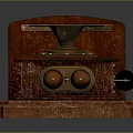 Vintage Wooden Computer Device With Brass Components And Mechanical Design