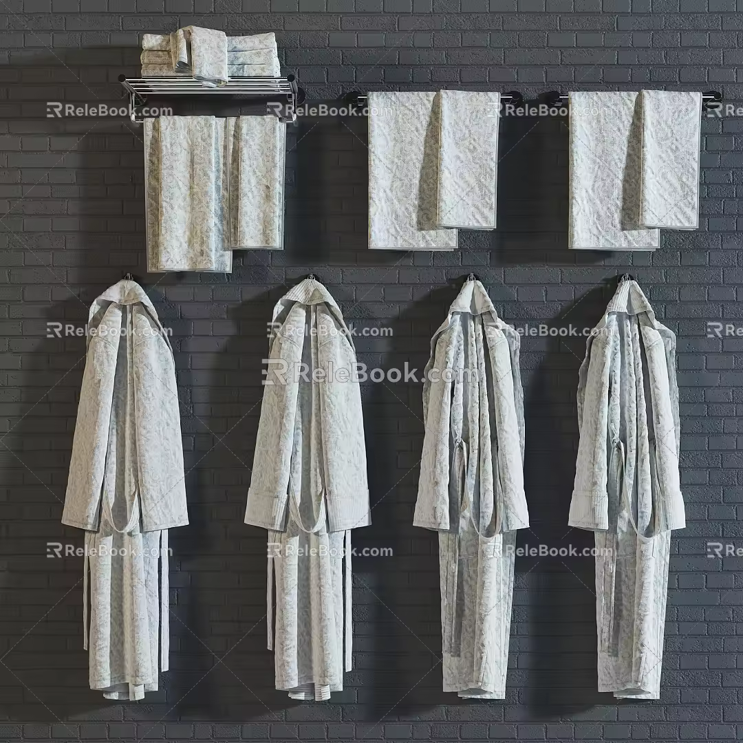 Modern Bathrobe Bathrobe Mao Zedong Towel Combination 3d model