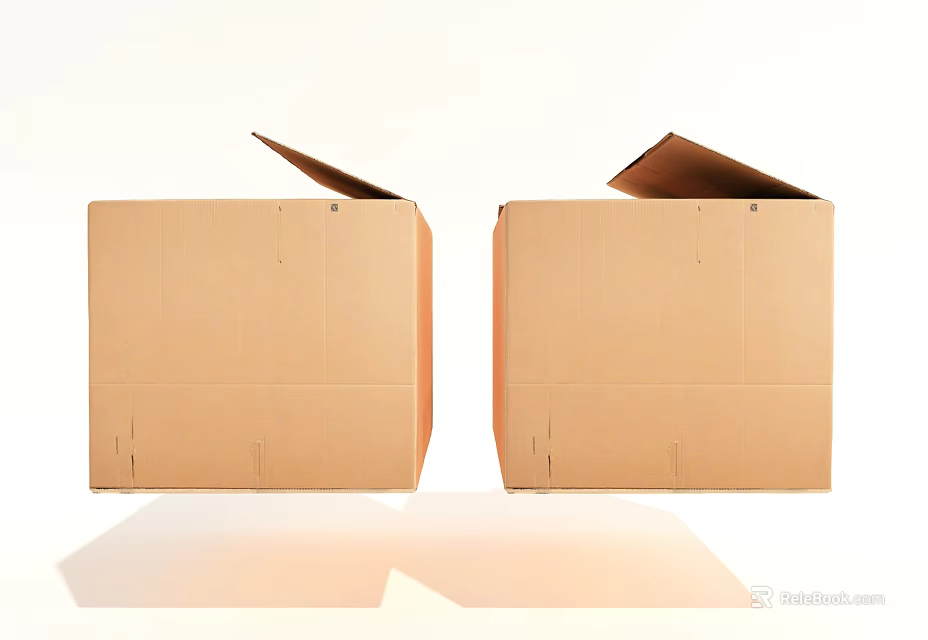 Sturdy Cardboard Boxes With Open Lids For Household Items Storage 3d model 