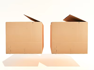 Sturdy Cardboard Boxes With Open Lids For Household Items Storage 3d model