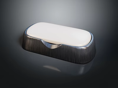 Modern Bathroom Soap Dish With Brushed Metal Base And White Smooth Top 3d model