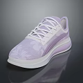 Light Purple and White Casual Sports Sneakers With Floral Pattern And Lace Up Design