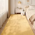 Yellow Square Rug in Cozy Bedroom with White Curtains Beige Sofa and Plush Toy