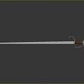 Medieval Sword With Silver Blade Orange Hilt And Metal Guard On Dark Background