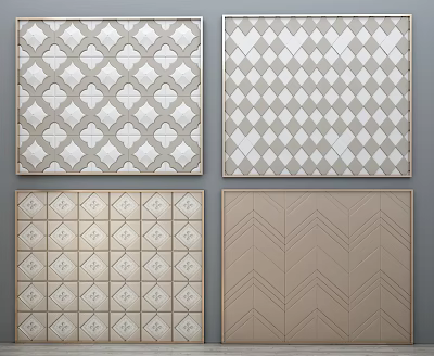 Upholstered Panels Design Collection With Geometric Diamond Grid And Herringbone Patterns 3d model