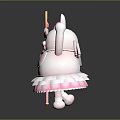 Cartoon Rabbit With Pink Ears Bow Wings Pink Dress And Heart Shaped Magic Wand