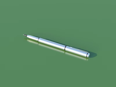 Silver Metal Electric Pen As Daily Electrical Appliance On Green Background 3d model