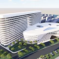 Modern Hotel Building With Curved Roof Glass Facade And Greenery Surroundings