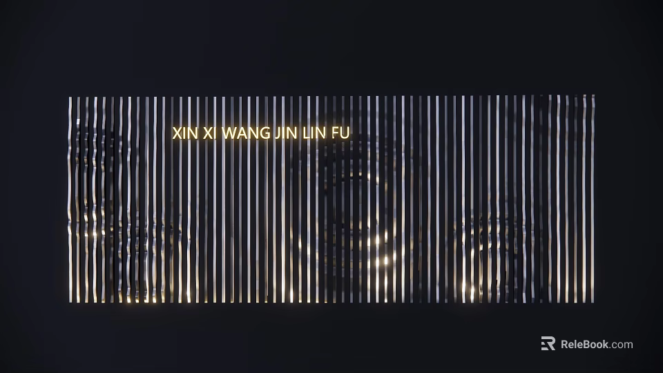 Modern Feature Wall With Vertical Slats And Warm Lighting Effects Design 3d model