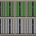 Green and Gray Storage Lockers with Small Compartments in Multiple Rows and Digital Locks 3d model