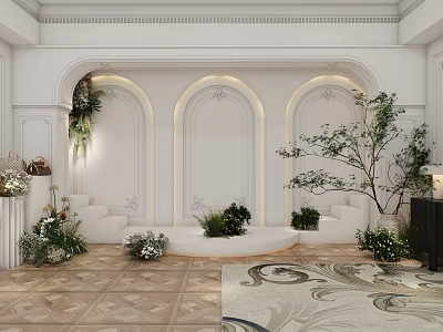 Modern Public Office Space With Open Layout Ergonomic Workstations And Green Plants 3d model