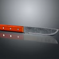 Weapon Knife With Red Wooden Handle Silver Sharp Blade And Metal Rivets