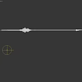 Intricately Designed Long Spear Featuring Metal Blade and Black Shaft with Gold Accents
