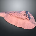 Pink Rocky Landscape with Textured Surface and Isolated Formation Under Soft Gray Lighting 3d model