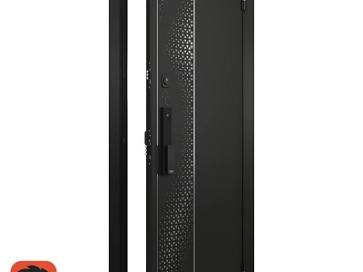 Modern Black Swing Door With Perforated Design And Metal Frame For Interior Use 3d model
