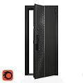 Modern Black Swing Door With Perforated Design And Metal Frame For Interior Use