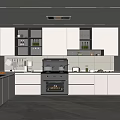 Modern Kitchen Interior With White Cabinets Glass Door Upper Cabinets Black Oven And Natural Light