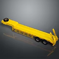 Yellow Flatbed Trailer With Long Flatbed Platform Dual Wheels And Rear Ramp 3d model