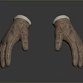 Brown Leather Gloves With White Lining And Stitching Details For Daily Warm Use