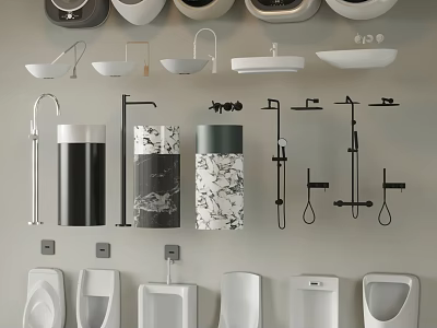 Sleek Modern Ceramic Urinals With Wall Mounted Design For Bathroom Settings 3d model