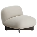 Modern Single Sofa With Light Beige Fabric Round Shape And Dark Wooden Legs