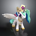 White Winged Pony Character With Colorful Mane Crown And Purple Eyes