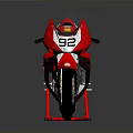 Red Modern Sport Motorcycle With Black Seat And Streamlined Red White Graphics
