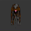 Fierce Orange And Black Hyena With Spiky Back Open Mouth And Pink Tongue