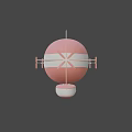 Pink And White Striped Airship With Propeller Gondola And Tail Fin Design