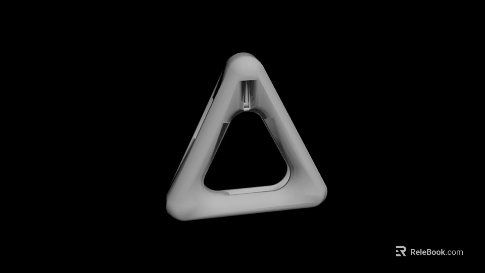 White 3D Printed Hollow Triangle Object With Modern Geometric Design And Bottom Hole 3d model 