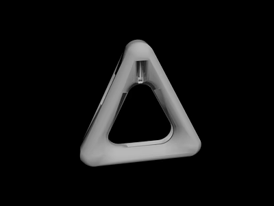 White 3D Printed Hollow Triangle Object With Modern Geometric Design And Bottom Hole 3d model