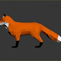 Low Poly Style Orange Fox Game Movie Character With White Underbelly Black Legs And Ears