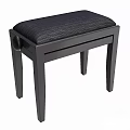 Modern Wooden Stool With Upholstered Dark Fabric Seat And Side Handle Hole