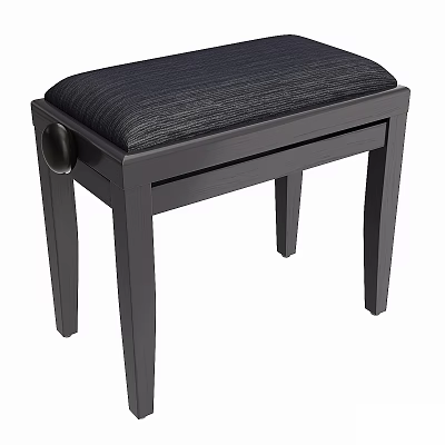 Modern Wooden Stool With Upholstered Dark Fabric Seat And Side Handle Hole 3d model