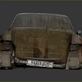Vintage Rusted Convertible Car With Weathered Body And Classic Design