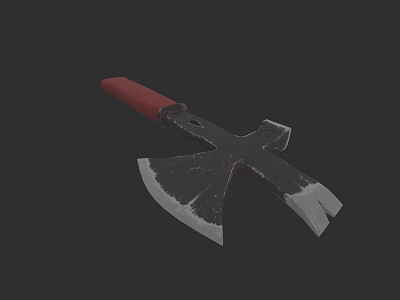 Hardware Tools Red Handle Metal Blade Axe For Cutting And Chopping 3d model