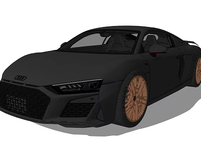 Audi Black Sports Car With Sleek Exterior Design And Gold Alloy Wheels 3d model