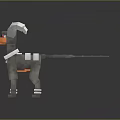 Pixelated Dog Like Creature Game Character With White Horns Orange Nose And Gray Body