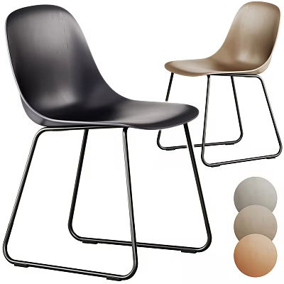 Modern Dining Chairs With Black Beige Seats Metal Legs Multiple Color Options 3d model