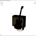 Red Electric Guitar Leaning On Black Beige Amplifier In Studio Setup