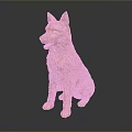 Detailed Golden Sitting Dog Statue With Textured Surface On Dark Background