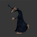 Bent Wizard Rat Character In Blue Robe With Tall Hat And Walking Cane