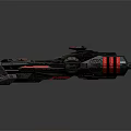 Futuristic Spacecraft Design With Black Exterior Red Accents And Sleek Structure