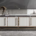 Modern TV Stand with Metal Legs and Flat Screen TV Decorative Items