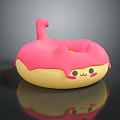 Cute Cartoon Cat Shaped Donut With Pink Frosting Yellow Base And Smiling Face