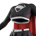 Superhero Themed Outfit With Black Crop Top Skirt And Red Cape
