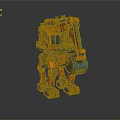 Orange Blue Mechanical Robot With Detailed Design And Mechanical Arm Tracked Legs