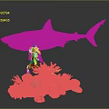 Realistic Shark Model Display With Colorful Coral Reef And Miniature Figure